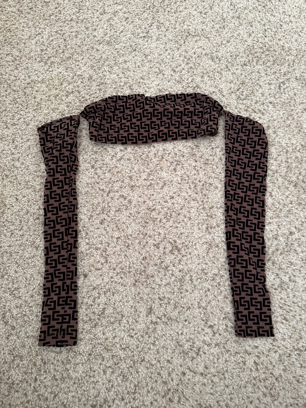 White Fox Boutique Brown and Black Geometric Crop Top